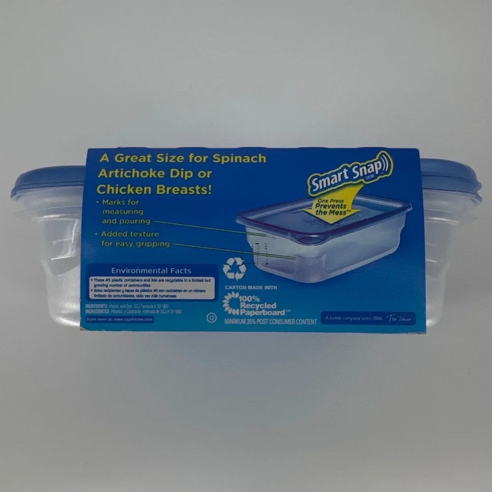 Ziploc Smart Snap Seal Medium Rectangle Food Storage Containers 2ct 40oz Blue